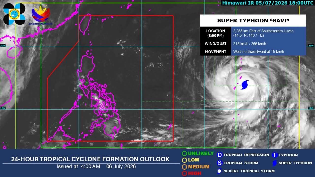 Super Typhoon BAVI Update: PAGASA Monitors Powerful Cyclone Outside Philippine Area of Responsibility